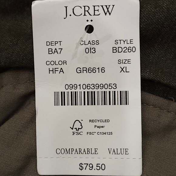 J.Crew Womens Straight Green Pants Elastic Back High Rise $79.50 Tag size XL NWT - Picture 3 of 6